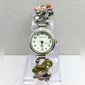 Womens Jennie B Silver Flip Flops Beach Ocean Charms Watch Avon New Battery